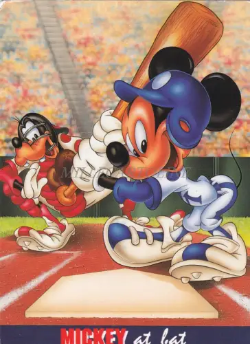 WALT DISNEY - Mickey Mouse & Pippo Goofy Baseball Postkarte