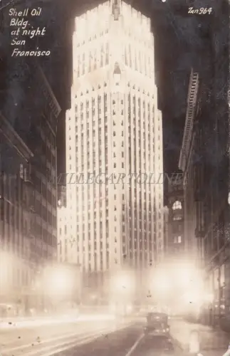CALIFORNIA - San Francisco - Shell Oil Bldg. bei Nacht - Fotopostkarte 1945