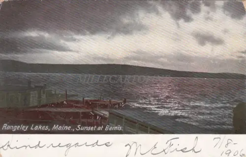 MAINE - Rangeley Lakes, Sunset at Bemis 1906