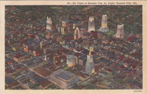 MISSOURI - Air View of Kansas City by Night 1958