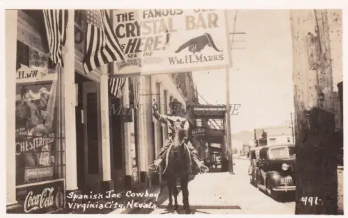 NEVADA - Spanish Joe Cowboy, Virginia City - Echtfoto Postkarte