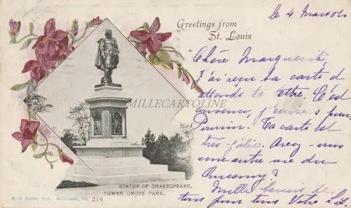 MISSOURI - Greetings from St.Louis - Statue of Shakespeare Ed.Kropp 1902