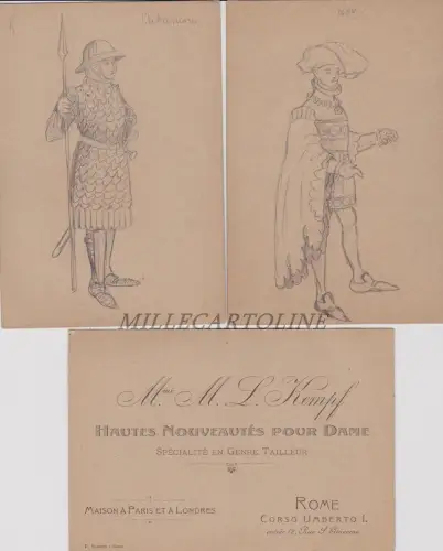 ROM: 10 Visitenkarten Hautes Nouveautes pour Dame mit Bleistiftzeichnungen