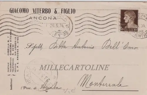 ANCONA: Kopfstück Giacomo Viterbo & Figlio 1934