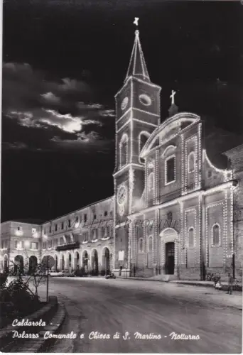 CALDAROLA: Palazzo Comunale e Chiesa di S. Martino - nocturno 1967
