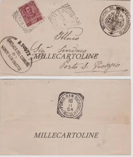 da Monte S. Direkt in Porto S. Giorgio / ÜBERDECKUNG c.10 Floreale - verschiedene Briefmarken.