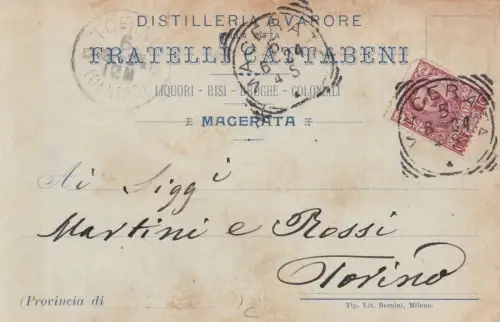 MAZERIERT: Kopfstück - Fratelli Cattabeni - Dampfbrennerei 1904