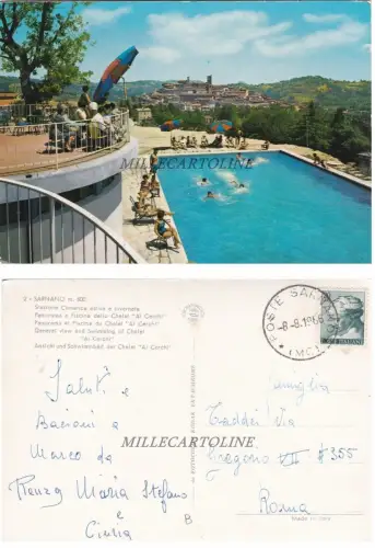 SARNANO: Panorama und Schwimmbad des Chalets Ai Cerchi 1966