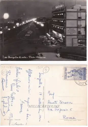 SENIGALLIA bei Nacht: Viale Adriatico - Hotel Cristallo 1960