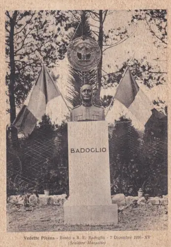 VEDETTE PICENA: Büste von S.E. Badoglio 1937 Bildhauer Mazzotte