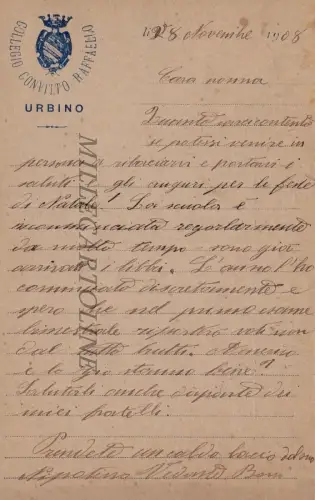 URBINO: Collegio Convitto Raffaello kopatin (2) 1908