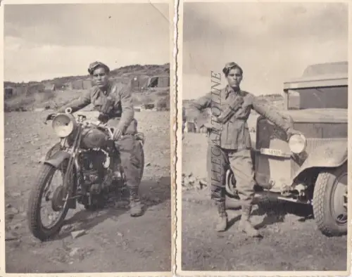 PALERMO: 2 Fotokarten. von Soldaten auf Motorrad und Militär-LKW (Foto Lo Verso)