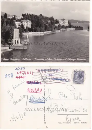 PALLANZA: Mausoleum al Gen. cadorna e l'albergo Maestoso 1958