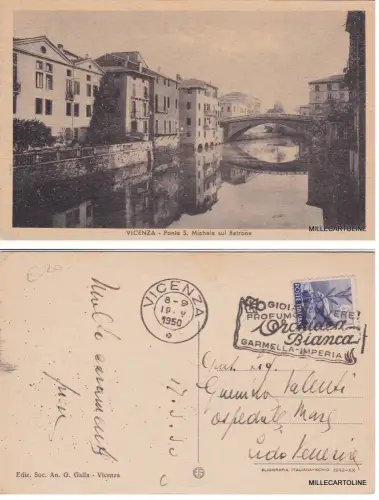 Vicenza: Brücke S. Michele auf dem Retro 1950