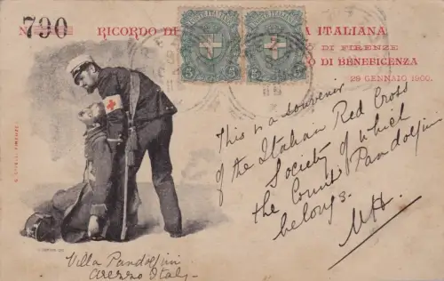 FLORENZ: 1900 - Erinnerung an das Rote Kreuz - Karte. nummeriert - Benefizessen