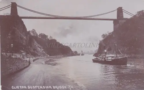 ENGLAND - Clifton Hängebrücke, Dampfschiff - Foto Postkarte