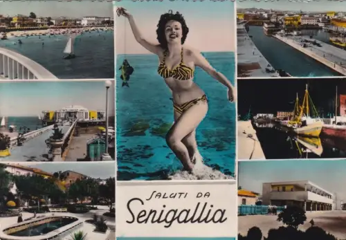 * SENIGALLIA - Panoramen mit Frau im Badeanzug