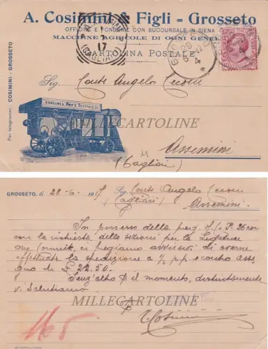 GROSSETO: Kopf - A. Cosimini & Figli Landmaschinen aller Art 1917