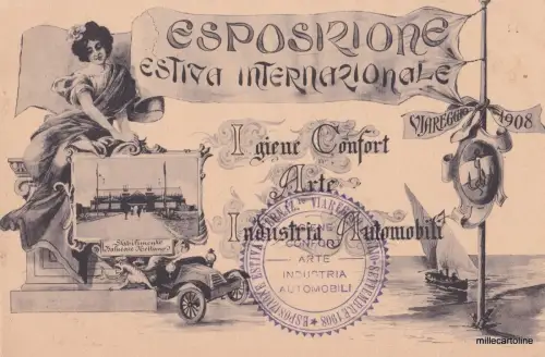 VIAREGGIO 1908 - INTERNATIONALE SOMMERAUSSTELLUNG - HYGIENE - KUNST - AUTOS