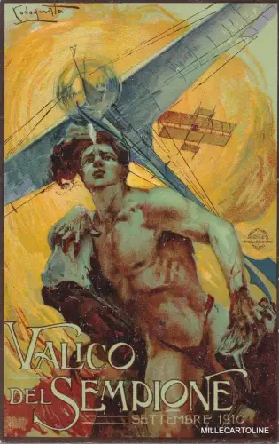 VALICO DEL SIMPLIONE 1910 - CIRCUIT AERO DI MILANO - CHAVEZ - DIS. CODOGNATO