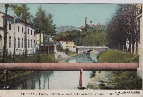 # VICENZA: FLUSS RETRO UND BLICK AUF DAS HEILIGTUM VON MONTE BERICO 1912