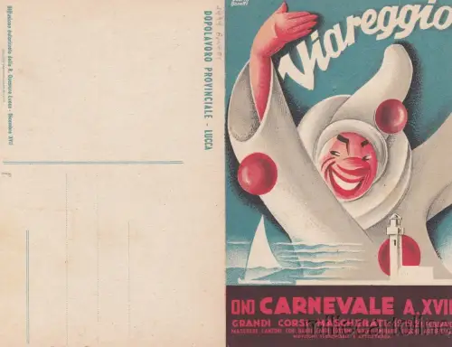 * VIAREGGIO - Karneval 1939 - Postkarte mit Programm, Ill.Bonetti