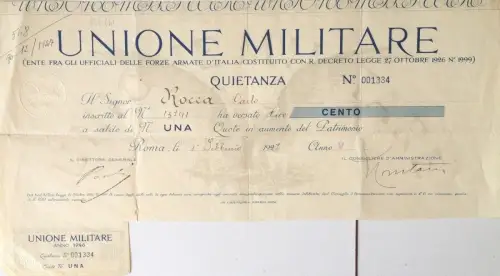 § MILITÄRISCHE UNION 1927 (ENTITÄT ZWISCHEN OFFIZIEREN FF.AA.) - RUHE FÜR EIN QUOT