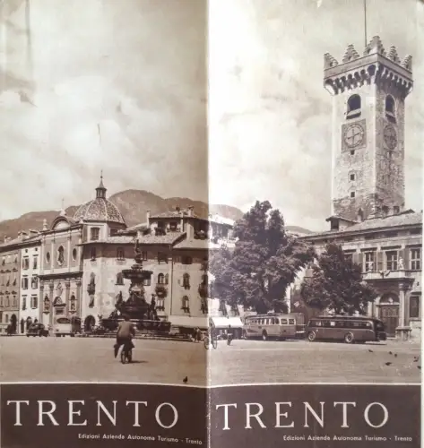 § TRENTO 1952 - TOURISTISCHES FALTBLATT MIT FARBIGEM STADTPLAN