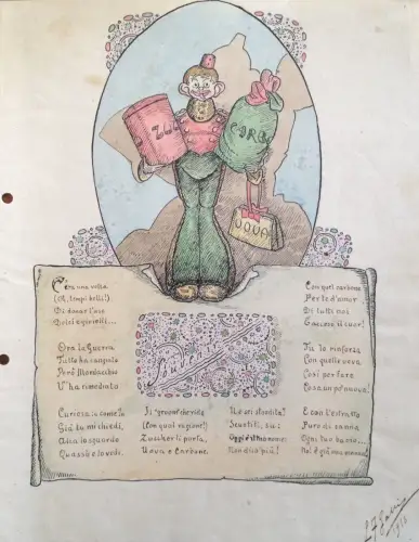 § WWI - ORIGINAL SKIZZE ZUM ÖFFNEN MIT BEISSBLATT 1916