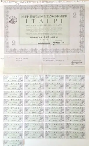§ SOC. ITA. ITALIENISCHE INDUSTRIEBETEILIGUNGEN - TITEL MIT 2 AKTIEN, BRESCIA 1923