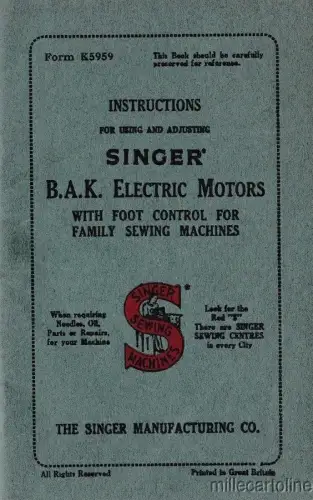 § SINGER - ENGLISCHES HANDBUCH MIT FOTO