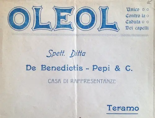 § TERAMO - UMSCHLAG KOPF OLEOL, FIRMA BENEDECTIS-PEPI & CO.