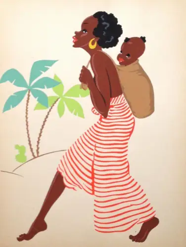 § STUDIO MESCHINI - MORETTE/POCHOIR - MAMA UND NEUGEBORENES SCHULTER