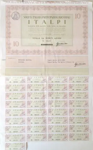 § SOC. ITA. ITALIENISCHE INDUSTRIALE PARTEIEN - TITEL 10 AKTIEN R. EMILIA1899