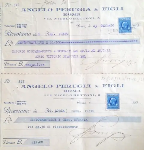 § 2 WECHSEL MIT MARKE C.50 AN DIE FIRMA ANGELO PERUGIA, ROM 1932/33