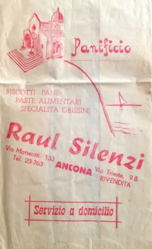 § ANCONA, BÄCKEREI RAUL SILENZI, KEKSE, NUDELN, BROT - SERVICEBEUTEL DOM.