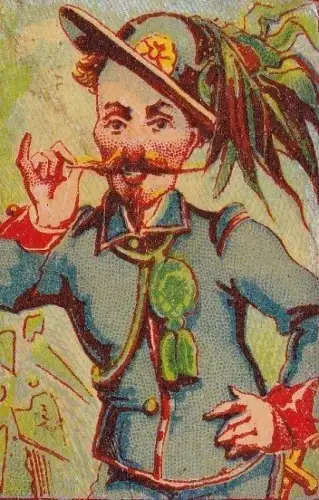 § BERSAGLIERE 1880 - Oberteil Streichholzschachtel lithographiert