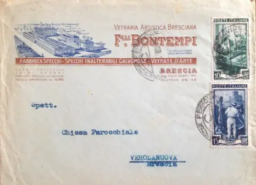 § BUSTA INTEST. F.LLI BONTEMPI, VETRARIA ARTISTICA BRESCIANA 1953