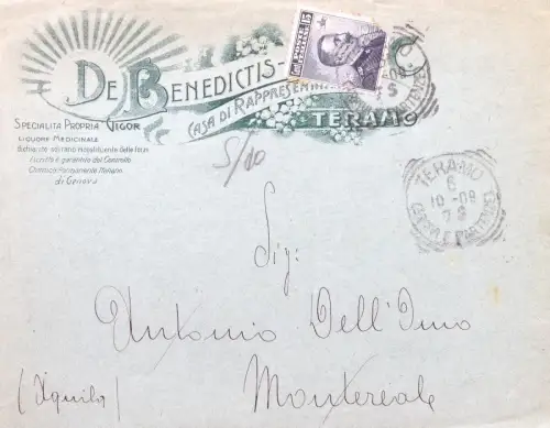 § WERBETÜTE REISE. PER MONTEREALE, L'AQUILA - 1909