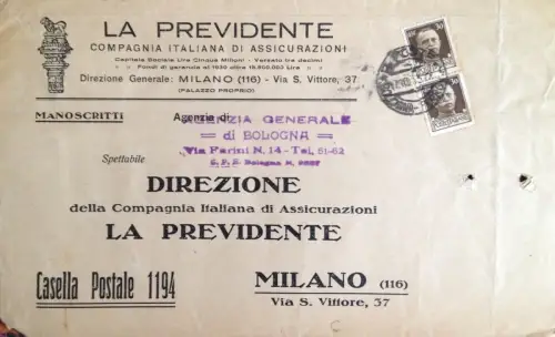 § BEUTEL MIT KOPFZEILE DIE VORAUSSCHAUENDE UND VORGEDRUCKTE ADRESSE RICHTUNG 1933