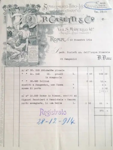 § INTESTKARTE. STAB. LITO/TYPOGRAFIE P. CASETTI & CO. - ROM 1914