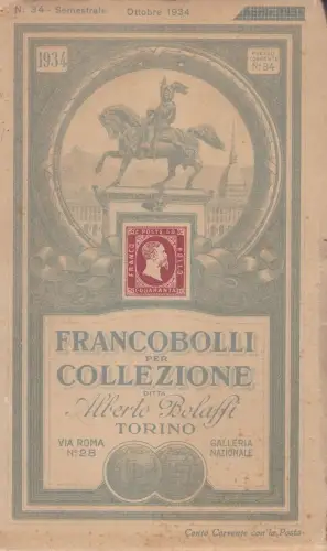 § BRIEFMARKENKATALOG FÜR SAMMLUNG, A. BOLAFFI, TURIN 1934 - 306 SEITEN