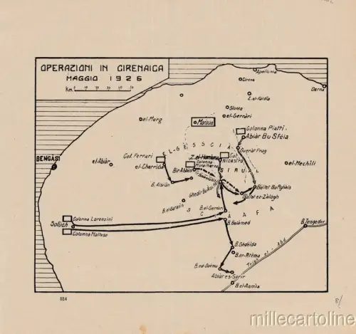 § CIRENAIKA, TRIPOLITANIEN - ITALIENISCH-TÜRKISCHER KRIEG - OPERATIONSKARTE - 1912-13