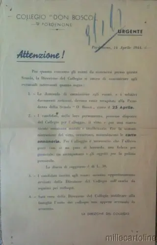 § COLLEGIO DON BOSCO - Flyer Mitteilung Zulassung Prüfungen Pordenone '44