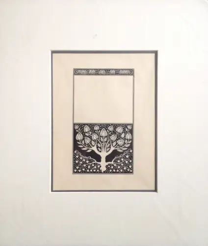 § GEOMETRISCHES STILDESIGN AUS GESCHWUNGENEM PASSEPARTOUT - BAUM