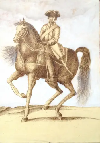 § ENDE 800 - GENTLEMAN DESIGN ZU PFERD (CHINA UND GELBBRAUNES AQUARELL)