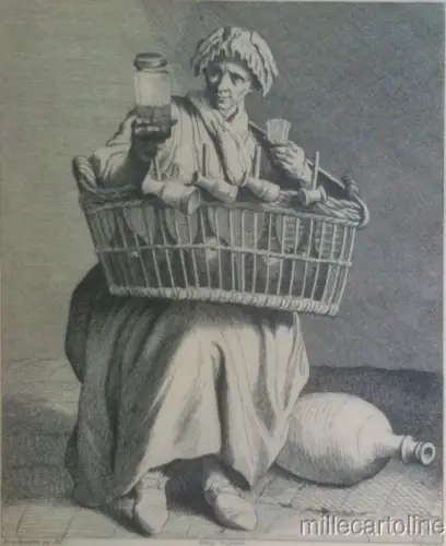 § FRANZÖSISCHE ILLUSTRATIONEN - Fein handkolorierter Druck - Bouchardon 1887