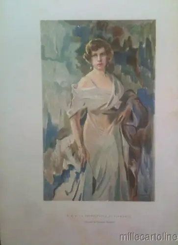 § DIE PRINZESSIN DES PIEMONT - SKIZZENDRUCK VON G. AMISANI (ILLUSTR. IT.)