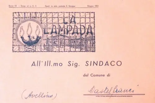 § DIE LAMPE - Briefumschlag nach Castelfranci (Avellino)
