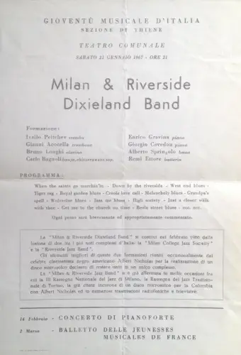 § JAZZ - MILAN & RIVERSIDE DIXIELAND BAND - FLYER, KARTON UND FALTBAR